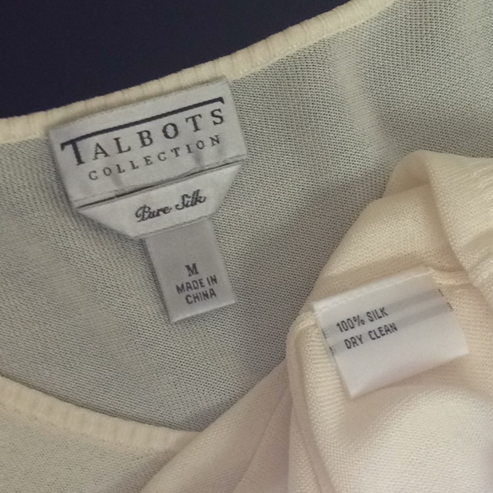 🔥NWOT 100% Silk TALBOTS Fine Ivory Knit Top- M - Picture 5 of 8